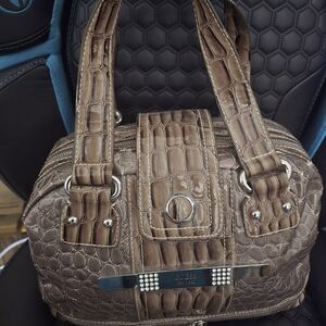 Guess Brown Crocodile Embossed Women's Bag